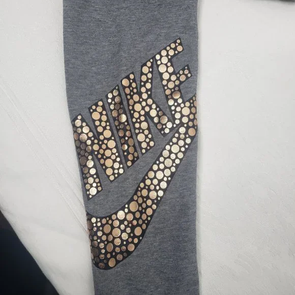 NIKE GOLD DOT LOGO GREY FULL LENGTH LEGGINGS WOMEN'S SIZE X-SMALL - Picture 5 of 10